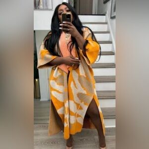 Stylish Orange and Cream Women's Cardigan